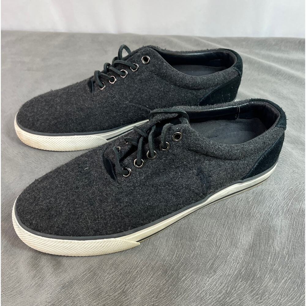 Polo Ralph Lauren Vaughn Fashion Sneaker Charcoal Gray Flannel Men's 8.5 Lace Up